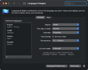 Language & Region